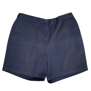 T5 L.L. Bean Cotton Shorts Casual‎ Comfort High Waist Navy Blue 18W
